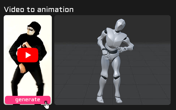 Free 3d character animations from MoCap animated gif